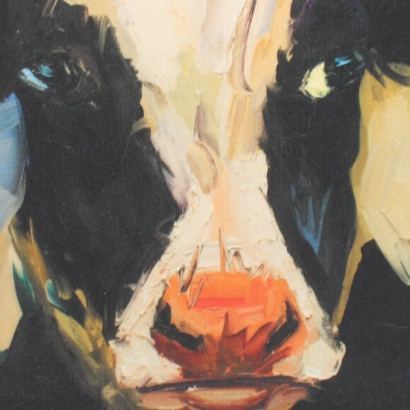 Painting Print of a Black and White Cow Portrait Signed - Picture 3 of 10